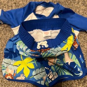 Blue Kids Swim Set with Jungle Print
